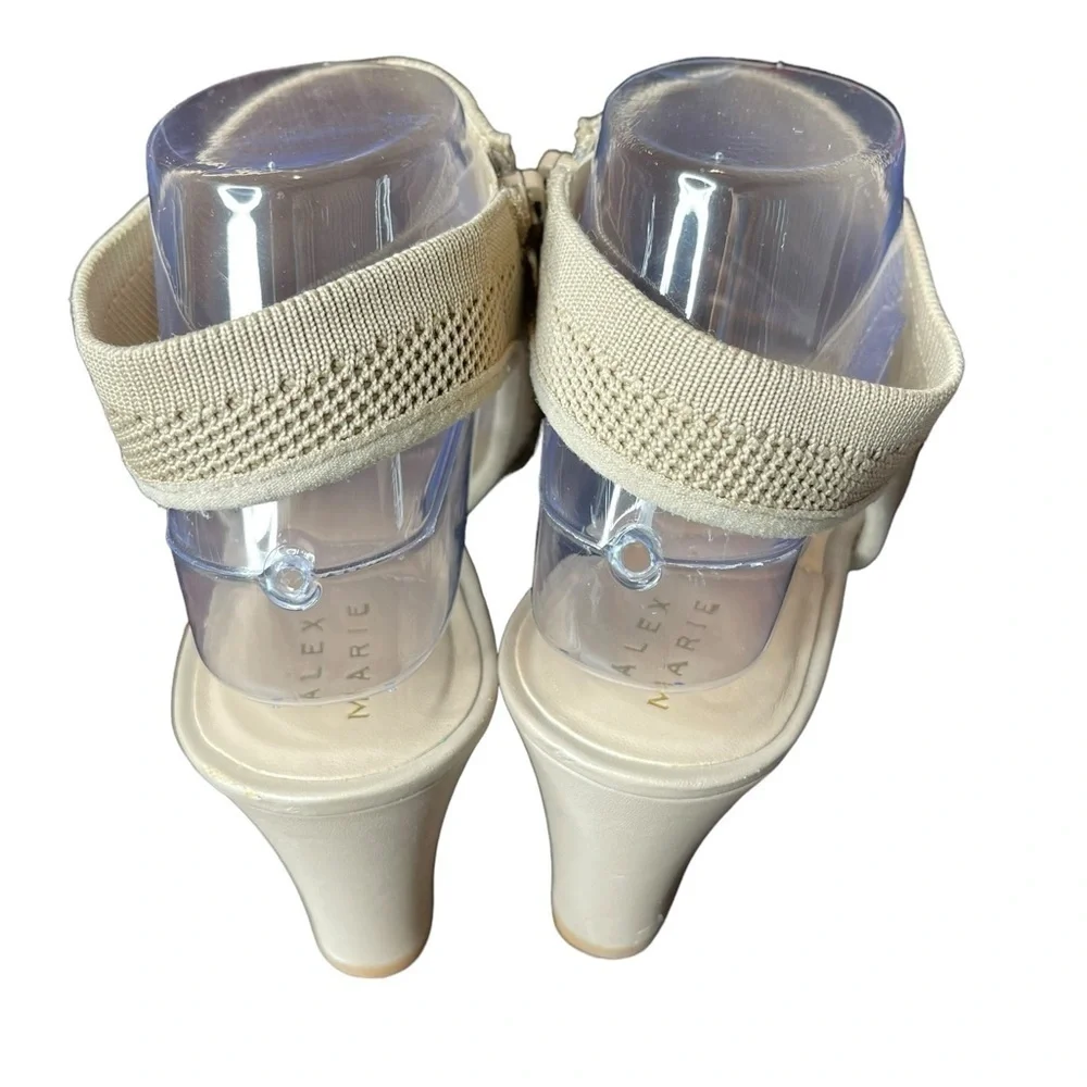 Alex Marie Patti Stretch Knit Wedge Sandals neutral Cream size 9 zip close - Picture 8 of 15